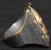 Very Cool Vintage Mexican Biker Ring w/ Unusual Red, White, & Blue Enameled Native Headdress