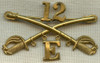 Nice Ca 1901 US Army 12th Cavalry Regiment Troop E Enlisted Collar Insignia for Blue Uniform