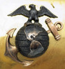 Wonderful WWI - Early 1920s USMC EM Full Dress Duty Belt Buckle w / Officer Collar EGA by BB&B