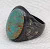 Great Old 1930s - 1940s Bell Trading Post Sterling Silver & Turquoise Men's Ring  Sz 10.5