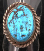 Nice Vintage 1950's-60's Navajo Silver & Turquoise Ring with many "Old Pawn" Features
