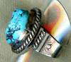 Nice Vintage 1950's-60's Navajo Silver & Turquoise Ring with many "Old Pawn" Features