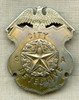 Ext Rare 1890s-1900s San Antonio Texas City Detective Badge Gilt Nickel