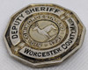 Rare ca 1910s Sterling Silver Worcester Co MA Deputy Sheriff Badge with Hard-Fired Black Enamel
