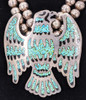 Powerful 1960s - 70s Navajo Silver Eagle theme Squash Blossom Necklace. Beautiful Design