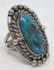 Gorgeous, Old Pawn 1930s - 40s Navajo Ring with Godber / Burnham Turquoise sz 8.5