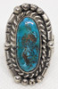 Gorgeous, Old Pawn 1930s - 40s Navajo Ring with Godber / Burnham Turquoise sz 8.5