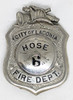 Ca 1900 Laconia NH Highland Hose Co. No.6 Fire Department Badge by Braxmar.