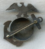Beautiful Pinback WWI USMC Officer Dress Blue Collar Insignia EGA Sterling & 10K Gold
