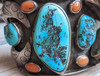 Incredible Over-The-Top 60s-70s Zuni Silver Kingman Turquoise Coral & Bear Claw Bracelet by Joe Zia