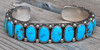 Lovely Vintage 1960s Navajo Silver Bracelet by Juliana Williams with 17 Sleeping Beauty Cabochons