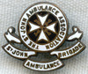 WWI St. John Ambulance Association Ambulance Brigade Lapel Pin