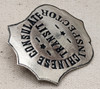 Ext Rare One of 2 known 1880s Chinese Consulate Transit Inspector Badge by J.C. Irvine