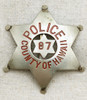 Great Old WWII County of Hawaii 6 point Star Police Badge #87