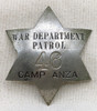 Large & Rare WWII US War Department Patrol Camp Anza Riverside CA 6pt Star Badge by LAS&SCO