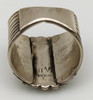 Large Heavy Silver, Morenci Turquoise Mens Ring ca 1990s by Celebrated Navajo Artist Henry T. Morris