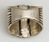 Large Heavy Silver, Morenci Turquoise Mens Ring ca 1990s by Celebrated Navajo Artist Henry T. Morris