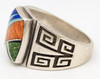 Gorgeous Modernist Navajo Silver Turquoise Lapis Onyx & Spiny Oyster Inlay Ring by Kenneth Bitsie