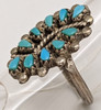 Vintage 1980s Zuni Silver & Sleeping Beauty Turquoise Petit Point Ring by Sharon Hustito Sz 5