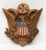 Great Large WWII US Army Sweetheart Patriotic Homefront Brooch in Syroco Wood