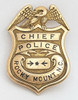 Great 1910s - 1920s 10K Gold Chief of Police Jacket Badge from Rocky Point NC with Plated Hat Badge