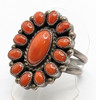 Stunning 1960s-70s Zuni Silver Coral Ring Size 10.5