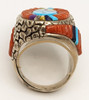 Incredible Large Cobblestone Inlay Sun face Ring by Navajo Artist Wilbert Manning Sz10