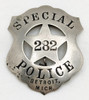 Large WWI era 1910s Detroit MI Large Special Police Circle Cut Out Star Badge #282