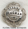 Great Old 1910s Redding CA Fire Dept PLUGMAN Badge #4 by CD Reese