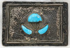 1960s Vietnam War era Native American Zuni Silver & Turquoise Buckle with Airborne Paratrooper Badge