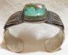 Heavy Large Deeply Stamped Navajo Silver & Royston Turquoise Bracelet by Darrell Cadman