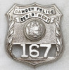 Scarce 1960s Camden NJ Police Badge #167 NYC Style
