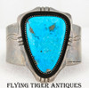 1960s-70s Large Bold Navajo Silver Bracelet with HUGE Blue Diamond Turquoise