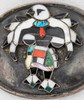 Large 1970s Zuni Silver & Multi Material Inlay Eagle Dancer Belt Buckle by Charles & Mary Ann Poncho