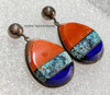 Gorgeous Cheyenne Silver Coral Lapis Turquoise Earrings Multi-Award-Winning Ben Nighthorse Campbell