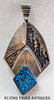 Navajo Silver Modernist Tufa Cast Overlay Pendant with Gorgeous Number 8 Turquoise by Richard Begay