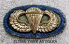 Salty English Made US Army Paratrooper Wing in Silver Plated Bronze on Wool Silk Infantry Jump Oval