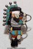 ca 1980s Zuni Silver & Inlay Dancer Ring by Larry Laate 8-3/4