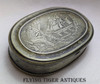 Wonderful Civil War era Sailors Snuff Box in Silvered Nickel Patented 1860 by C. Parker
