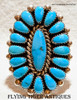 60-70s Zuni Silver & Sleeping Beauty Turquoise Cluster Ring by Multi-Award-Winning Artist Alice Quan