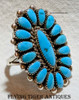 60-70s Zuni Silver & Sleeping Beauty Turquoise Cluster Ring by Multi-Award-Winning Artist Alice Quan