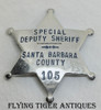 Scarce Early 1950s Santa Barbara Co CA Special Deputy Sheriff Badge # 105