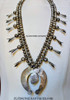 Great Large Heavy Circa Early 1960’s Navajo Silver & Tyrone Turquoise Old Pawn Squash Blossom Necklace