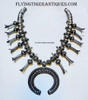Great Circa 1940’s – 1950’s Medium Heavy Wright Navajo Silver Old Pawn Squash Blossom Necklace