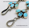 Gorgeous 1980’s – 1990’s Southwest Silver & Sleeping Beauty Turquoise Mini Squash Blossom Type necklace by Federico Jimenez