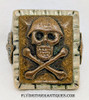 1950s Biker Ring with Skull Wearing 13 Helmet & Indian chief Made in Mexico Size 10.5