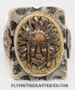 Cool Large Heavy 1950's Indian Chief Mexican Biker Ring Size 11.25