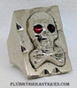 Iconic 1950’s Red Eyed Skull Mexican Biker Ring in Chromed Brass Size 7