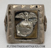 Rare WWII – Korean War USMC US Marine Corps Ring in Nickel and Brass