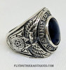 Great Korean War USAF US Air Force Ring in Sterling Silver with Dark Blue Stone Size 6.5